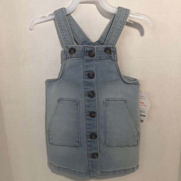 Girl’s Light Wash Denim Jumper Dress - Picture 3 of 4